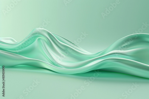 A mint green wave, cool and soothing, sweeps across a matching mint background, conveying freshness and calm.
