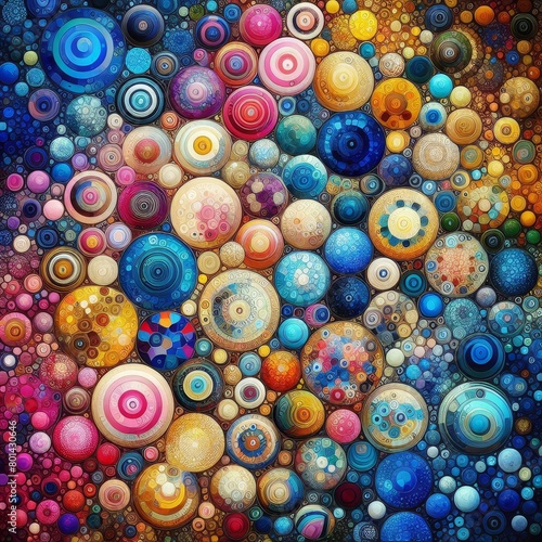Abstract colorful background with circles. Psychedelic fractal image.