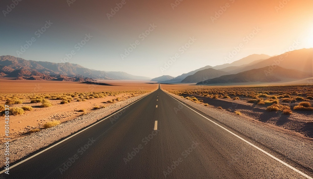 desolate empty road stretching through a desert ai generated illustration