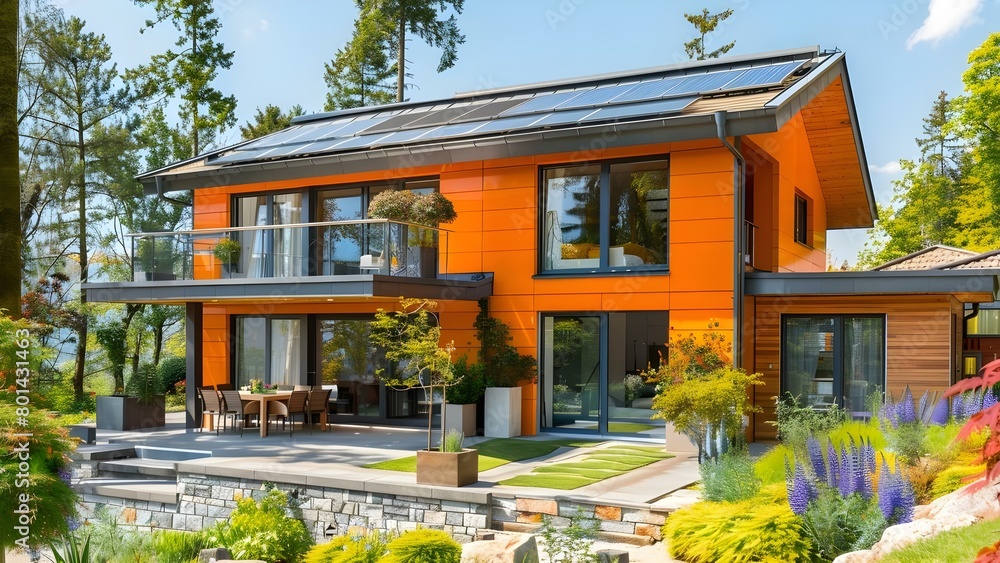 Sustainable Living: Eco-Friendly Home Building and Maintenance Practices Guide. Concept Eco-Friendly Construction, Sustainable Materials, Energy-Efficient Homes, Green Living