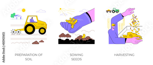 Cultivation of crops isolated cartoon vector illustrations.