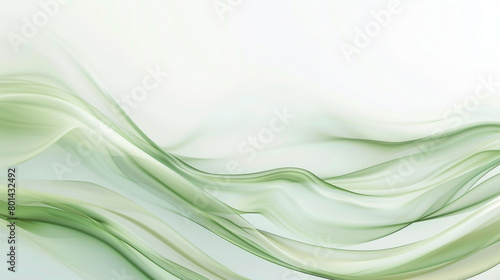 A soft sage green wave, calming and inviting, flowing elegantly across a white canvas, depicted in a breathtakingly clear ultra high-definition format.