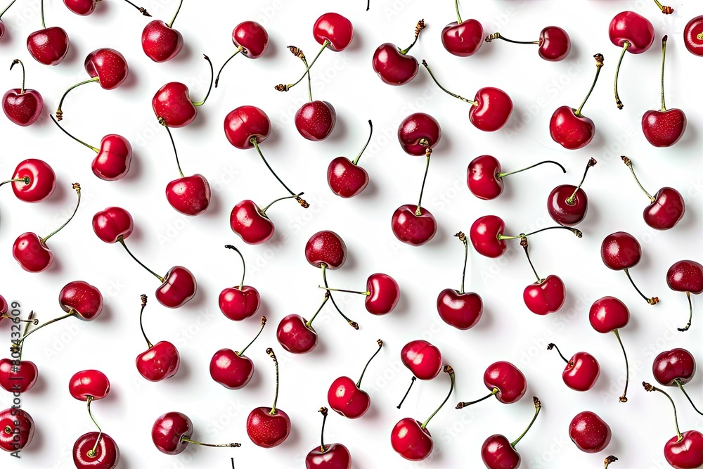Fruit pattern of cherries isolated on white background Fruit pattern of cherries isolated on white background