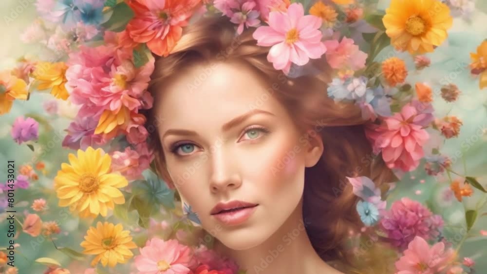 Resonating with vibrant energy, a woman's beauty flourishes like a radiant flower in full bloom Resonating with vibrant energy, a woman's beauty flourishes like a radiant flower in full bloom