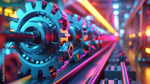 Colorful Gear Maintenance Machine A D Rendered Showcase of Precise Industrial Engineering