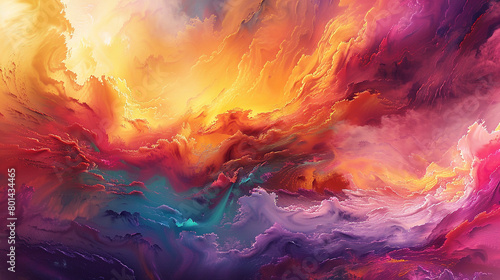 Envision the explosive eruption of colors, swirling into a mesmerizing gradient wave of intense vibrancy.