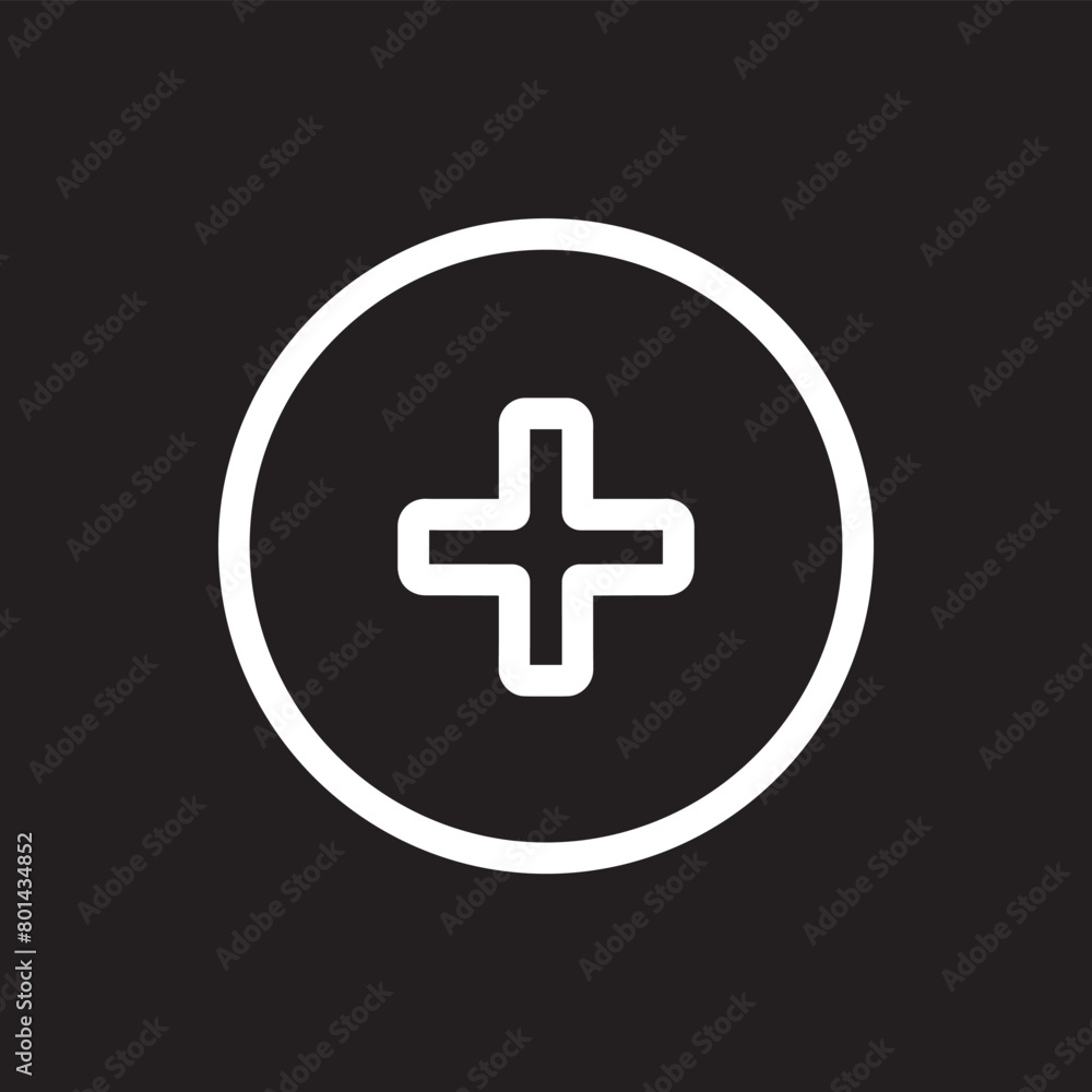 Add icon vector. Plus icon sign symbol vector. Medical cross vector icon illustration isolated on black background Add icon vector. Plus icon sign symbol vector. Medical cross vector icon illustration isolated on black background
