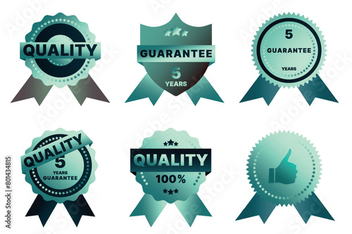 The picture shows a collection of glossy emblems and signs that symbolize the highest quality and premium products. Each sign has a golden hue and a solid gold tin finish, emphasizing their luxury.