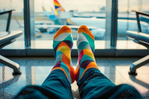 Colorful socks in the airport