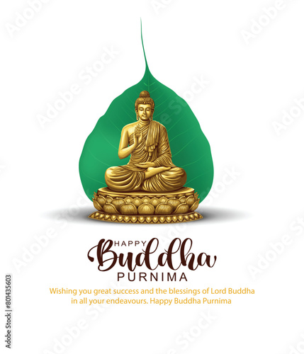 Happy Vesak Day, Buddha Purnima wishes greetings with buddha and lotus illustration. Can be used for poster, banner, logo, background, greetings, print design. abstract illustration design.