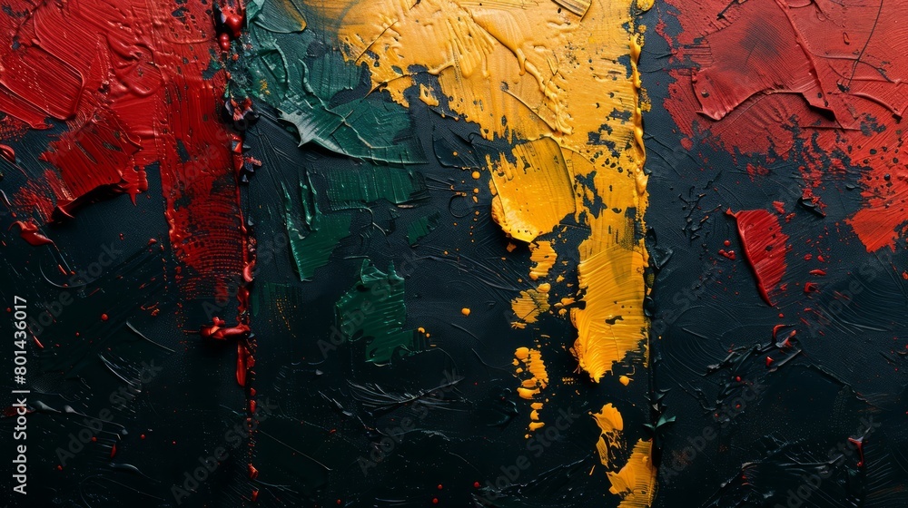 Fototapeta premium A painting with red, yellow and green colors. The painting is abstract and has a lot of texture