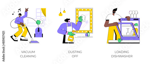 Cleaning day isolated cartoon vector illustrations.