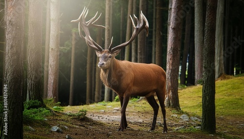 large red deer in the forest