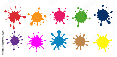 Vector set of colored blots on the white background