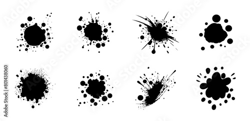 Set of Black blots. Grunge Design Elements. Brush Strokes. Vector illustration photo