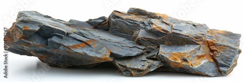 Schist, rock sample , on white background