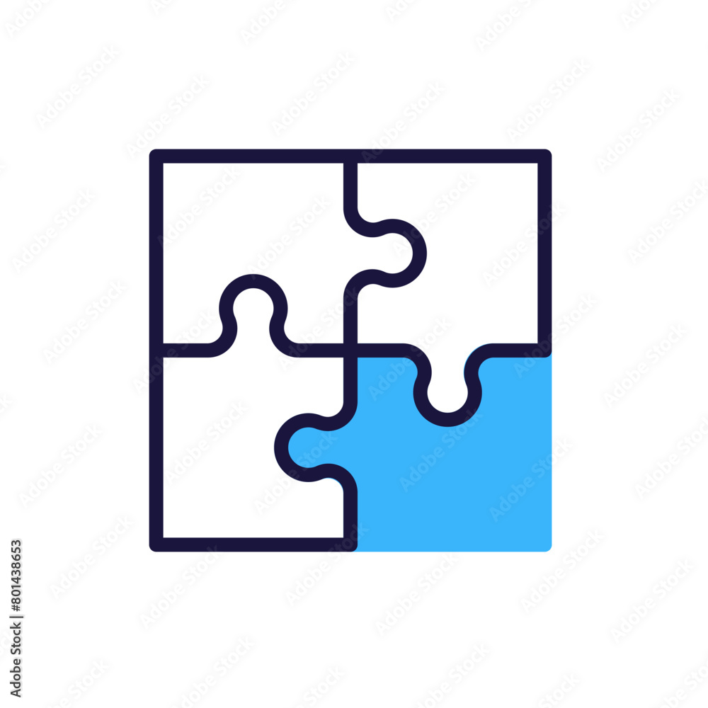 Completed puzzle vector icon. Graphic element symbol for problem solving, solutions, unity Completed puzzle vector icon. Graphic element symbol for problem solving, solutions, unity