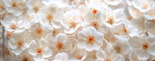 abstract background and close up of white cherry blossom flowers