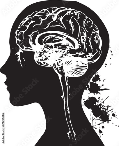 Human brain silhouette vector on white background 