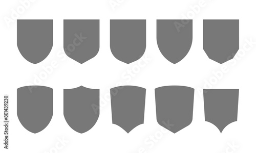 Protect guard shield plain line concept. Dark badge. Safety icon set. Privacy banner kit. Security label. Flat style sticker symbol shape. Safeguard simple sign