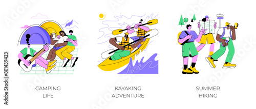 Nature adventure isolated cartoon vector illustrations.