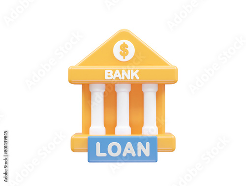 Loan icon 3d rendering bank loan illustration element