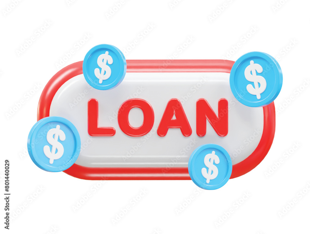 Loan icon 3d rendering bank loan illustration element Loan icon 3d rendering bank loan illustration element