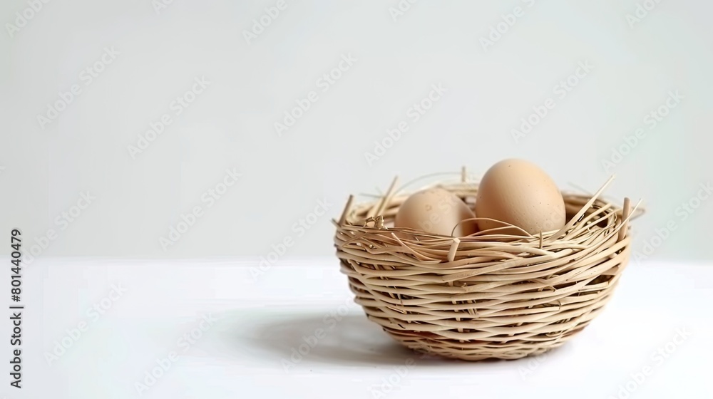 Whispers of Nature: Delicate Birds Nest Perched on Pure White Whispers of Nature: Delicate Birds Nest Perched on Pure White