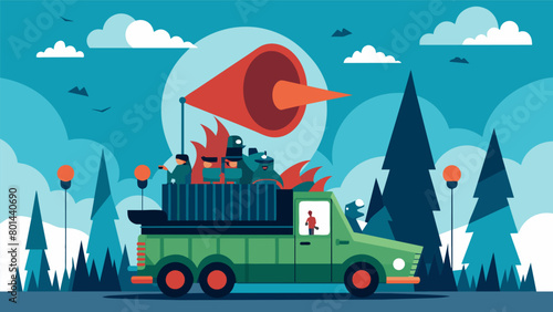 The sound of distant sirens echoes through the parade as a float representing a looming threat of impending danger passes by..