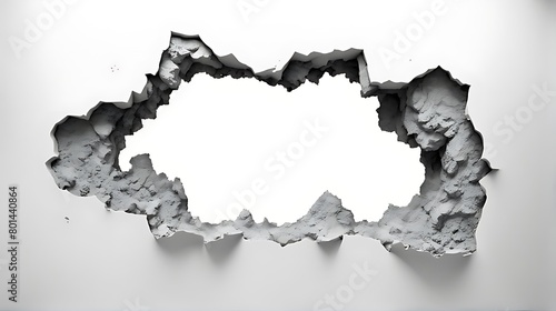  Hole breaking through white wall, cut out  photo