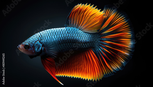 Beautiful male betta fish, colorful fins. Created with Ai