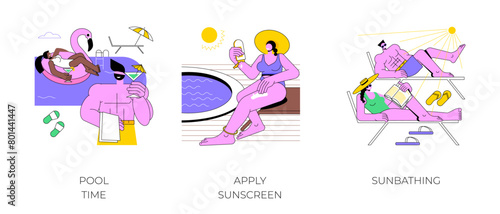 Pool time isolated cartoon vector illustrations.