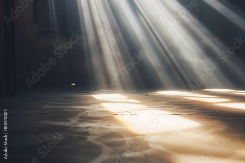 abstract rays of light on a dark background with copy space