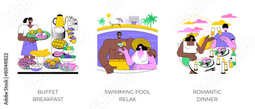 Luxury resort isolated cartoon vector illustrations.