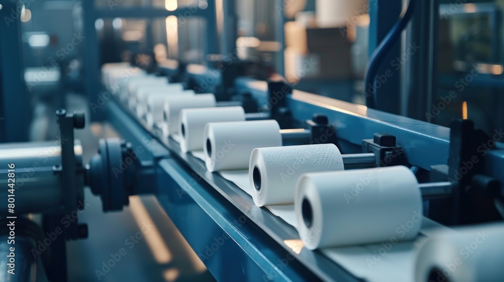 Obraz premium Conveyor production of paper towels.