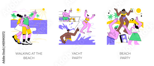 Active holidays isolated cartoon vector illustrations.
