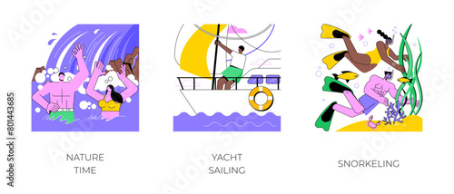 Active vacation isolated cartoon vector illustrations.