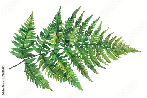 Vibrant illustration capturing the lush growth and delicate beauty of a blooming fern.