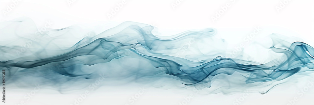 Ocean mist blue wave abstract, cool and misty ocean mist blue wave flowing on a white background.