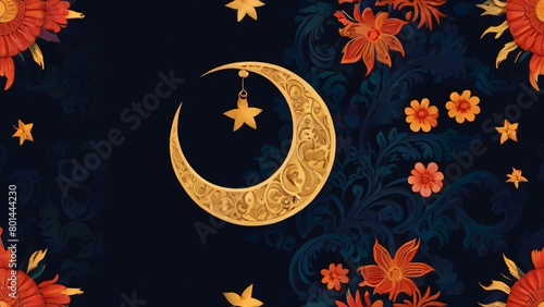 A crescent moon and star motif symbolizing unity
