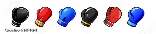 Set of boxing gloves. Illustration. Sporting gloves with a minimalist design. Concept of sports equipment, boxing training, athletic gear, powerful punch, combat sports. Isolated on white background