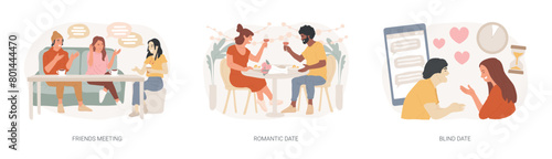 Hangouts isolated concept vector illustration set.