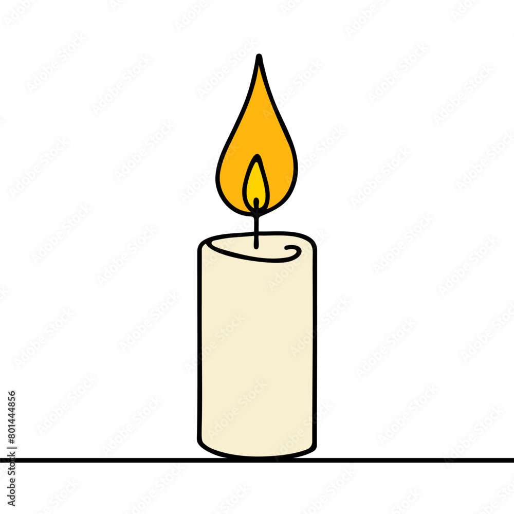 Burning candle. Continuous one line drawing. Vector illustration. Burning candle. Continuous one line drawing. Vector illustration.