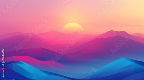 Engage with a sunrise gradient background pulsating with energy, where bold colors transition into richer hues, igniting a dynamic space for graphic enhancement. photo