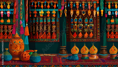 Islamic design background with Turkish lamps