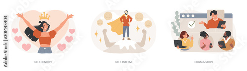 Personality trait isolated concept vector illustration set.