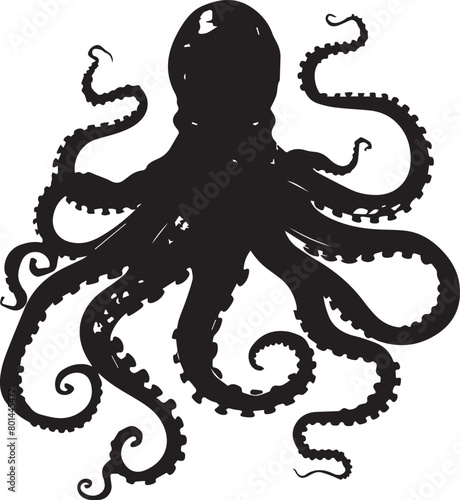 Octopus tentacle silhouette on white background 