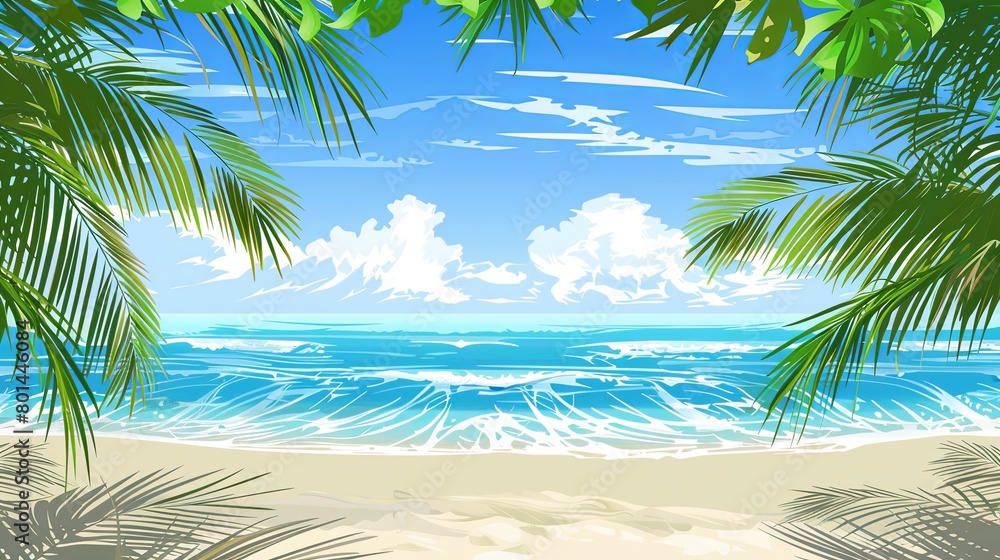 Tropical Beach Paradise, Perfect for travel agencies, resorts, and tourism sites. Features palm-fringed white sands against a vivid blue ocean backdrop. Generative AI. Tropical Beach Paradise, Perfect for travel agencies, resorts, and tourism sites. Features palm-fringed white sands against a vivid blue ocean backdrop. Generative AI.