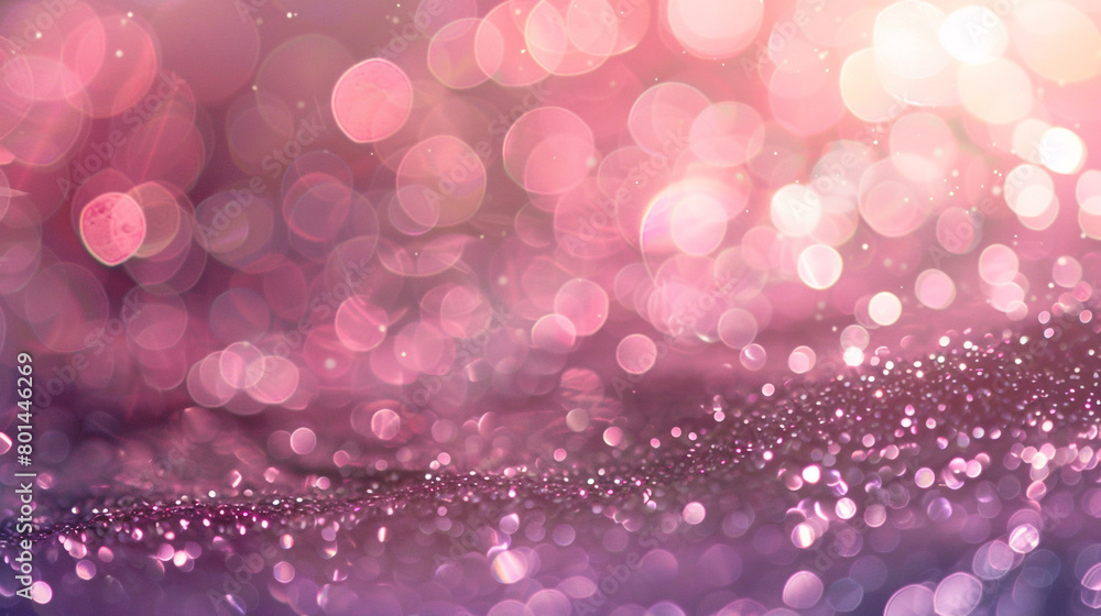 Rose Pink Glitter Defocused Abstract Twinkly Lights Background, glowing blurred lights with soft pink tones.