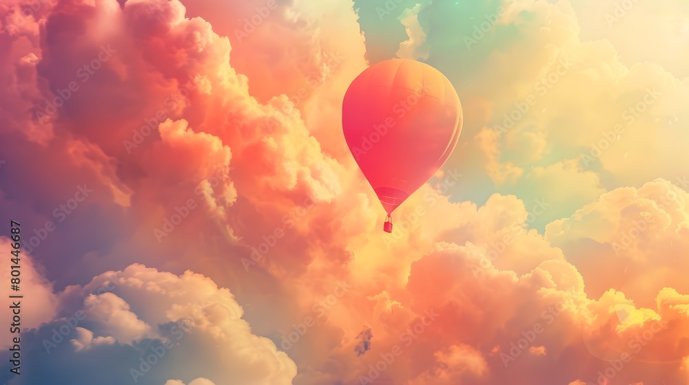 Fototapeta premium Illustrator's Aerial Adventure: Vibrant Hydrogen Balloon Floating in the Sky